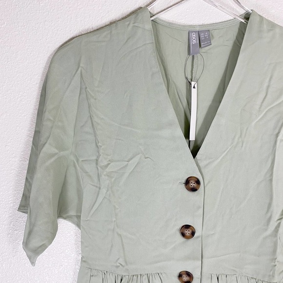 Asos Design Peplum Top Sage Size US 0 - Picture 5 of 8